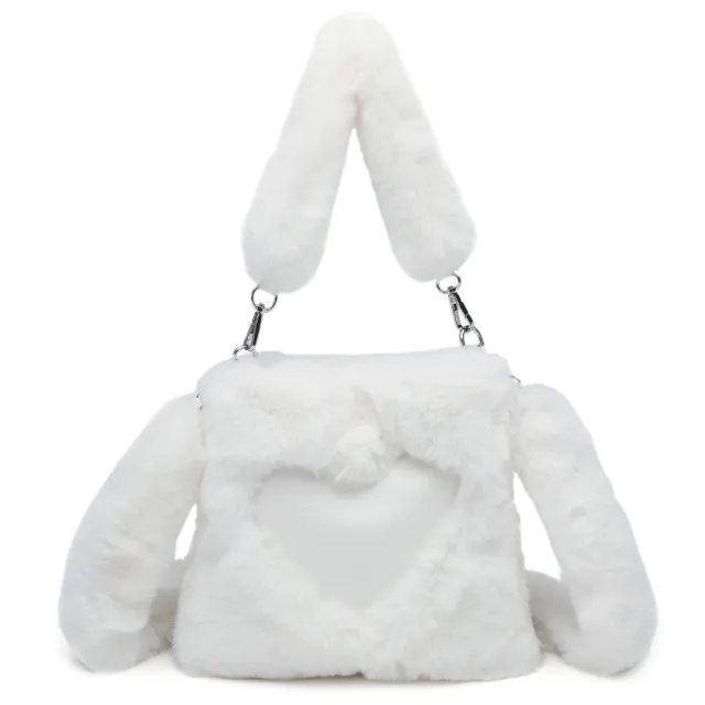 Women Fluffy Shoulder Bag Top handle Bag Female Autumn Winter Handbag Plush Tote Girls Fashion Shopping Bags Handbags For Women White - Shop at LoveMi