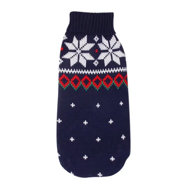 Christmas Turtleneck Knitting Sweater Dog Clothing Navy Blue Snowflake - Shop at LoveMi