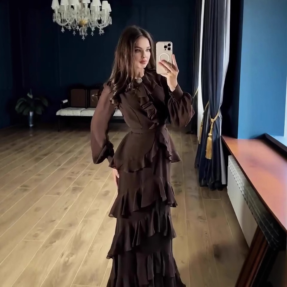 Ruffled Long-Sleeve Maxi Dress, picture 8 of 10