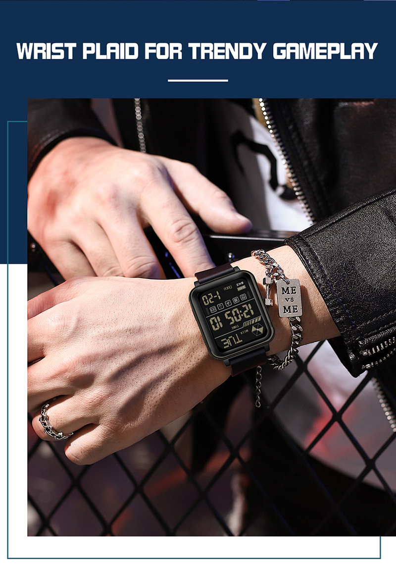 Sanda 6159 Square Stopwatch Multifunctional Waterproof Digital Sports Watch for Men