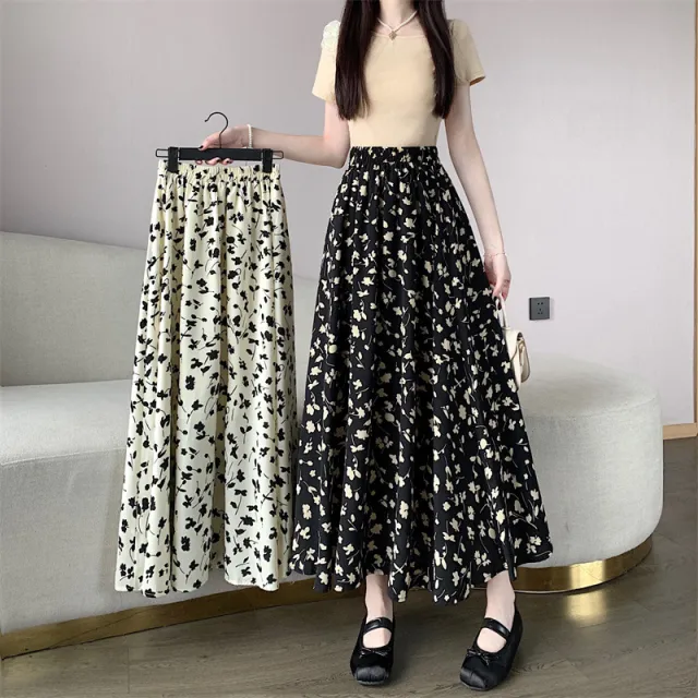 French Floral Summer A Line Chiffon Dress Black - Shop at LoveMi