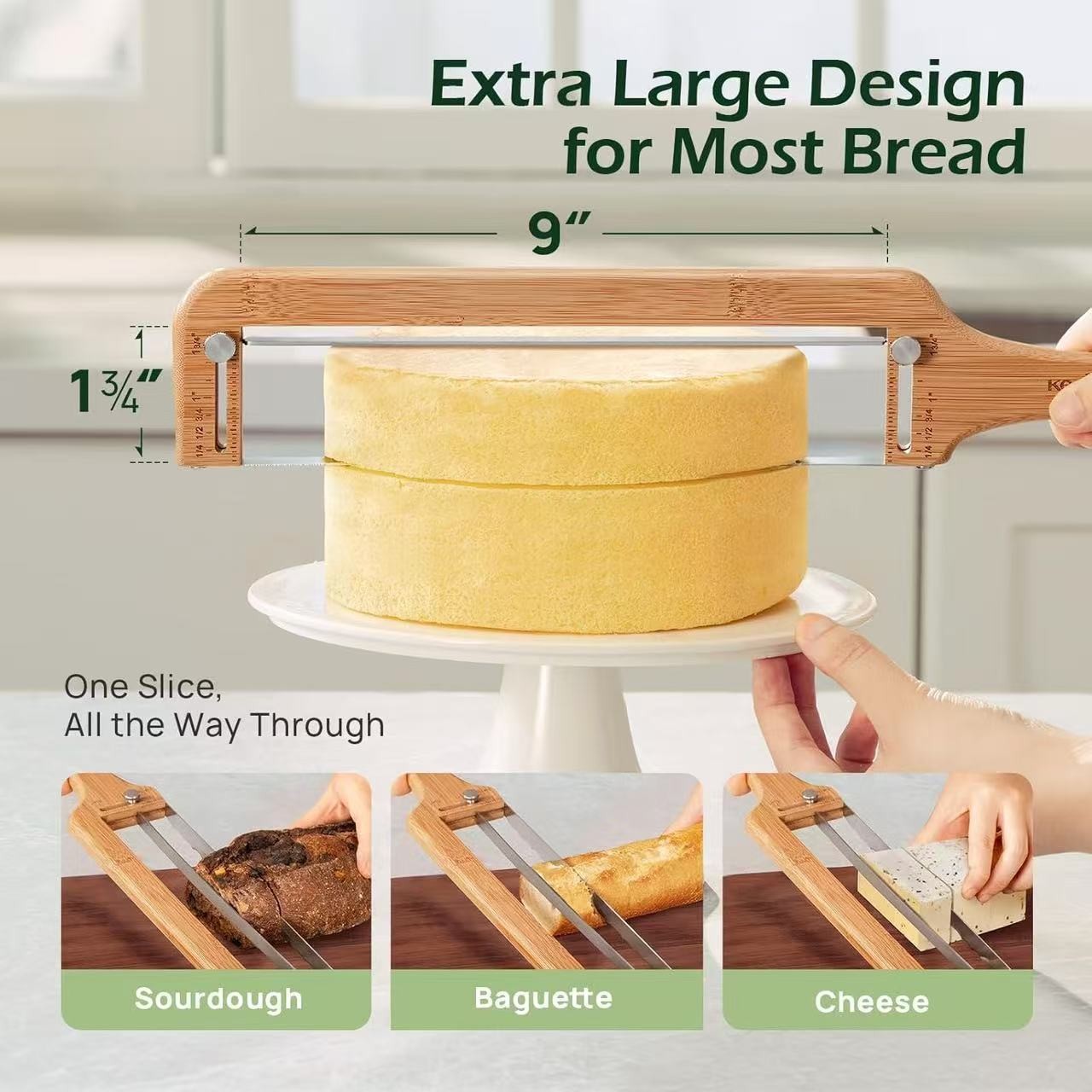 New Household Wooden Bread Slicer With Serrated Blade