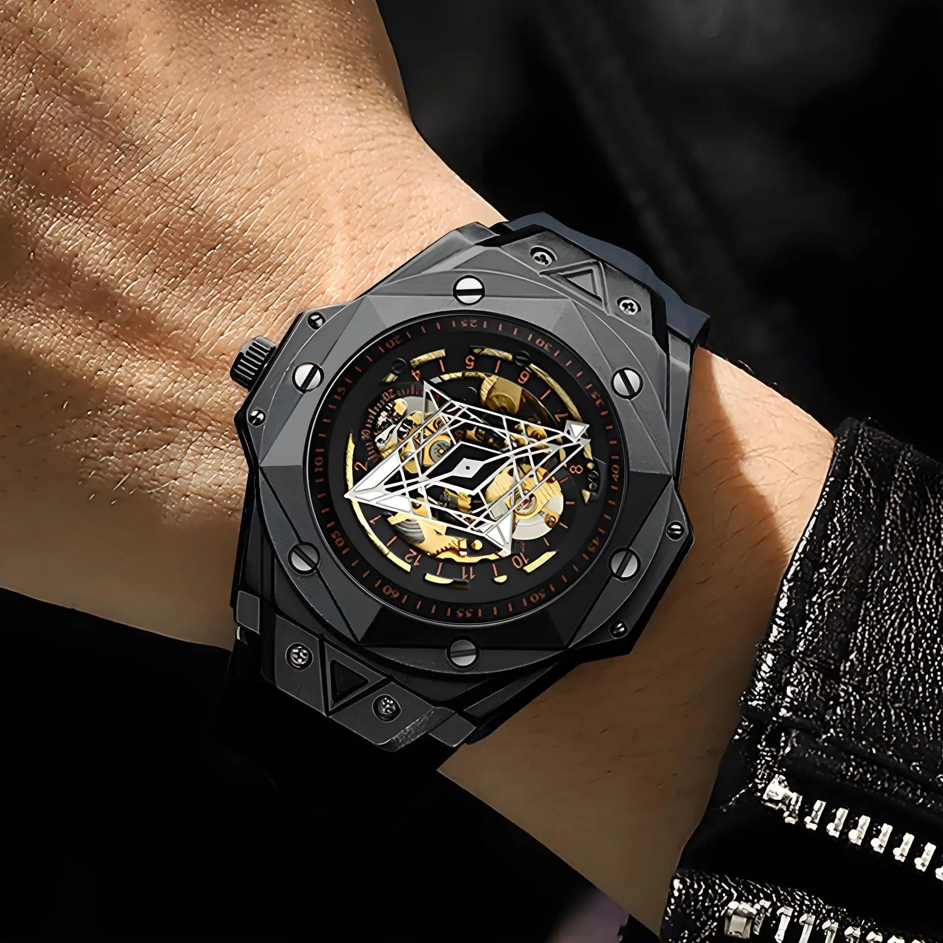Trendy And Personalized Double-sided Hollow Mechanical Watch