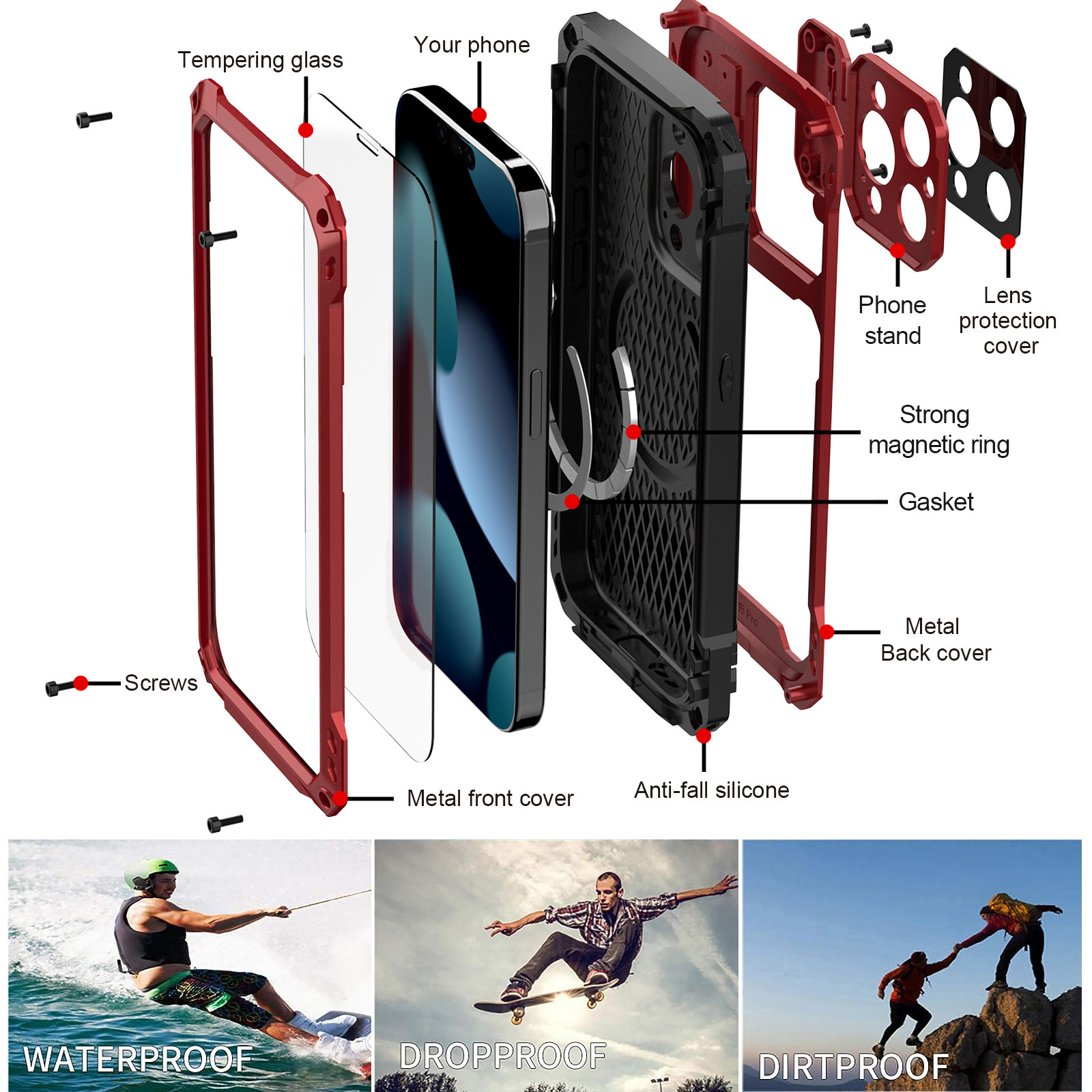 Silver Shield Phone Case With Magnetic Full Cover Lens Protection And Stand 6