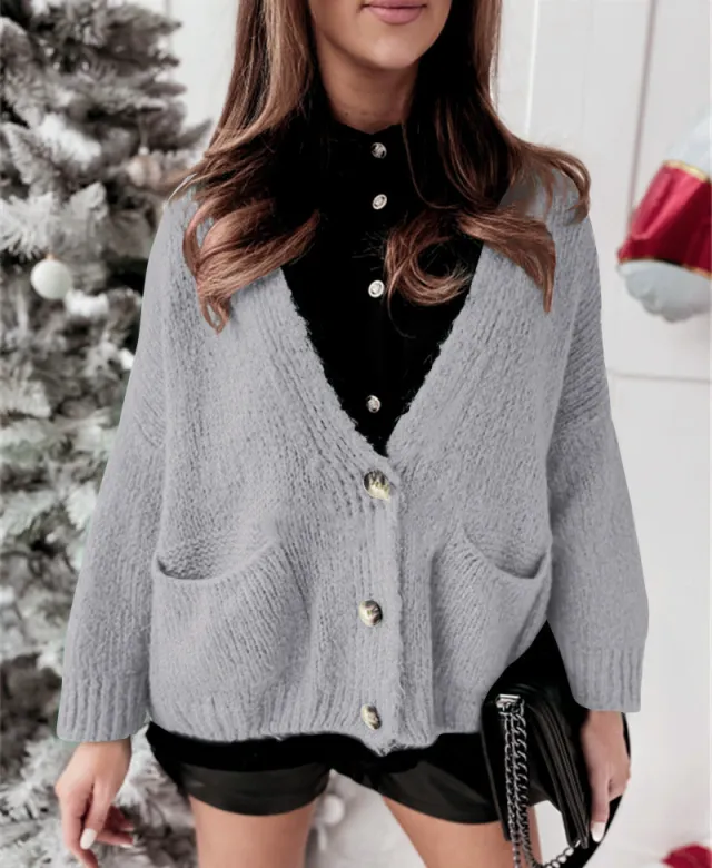 Knitted Cardigan Women Coat Temperament Commute Gray - Shop at LoveMi