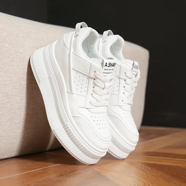 Chunky soled Casual Shoes For Short Women That Add Height White - Shop at LoveMi