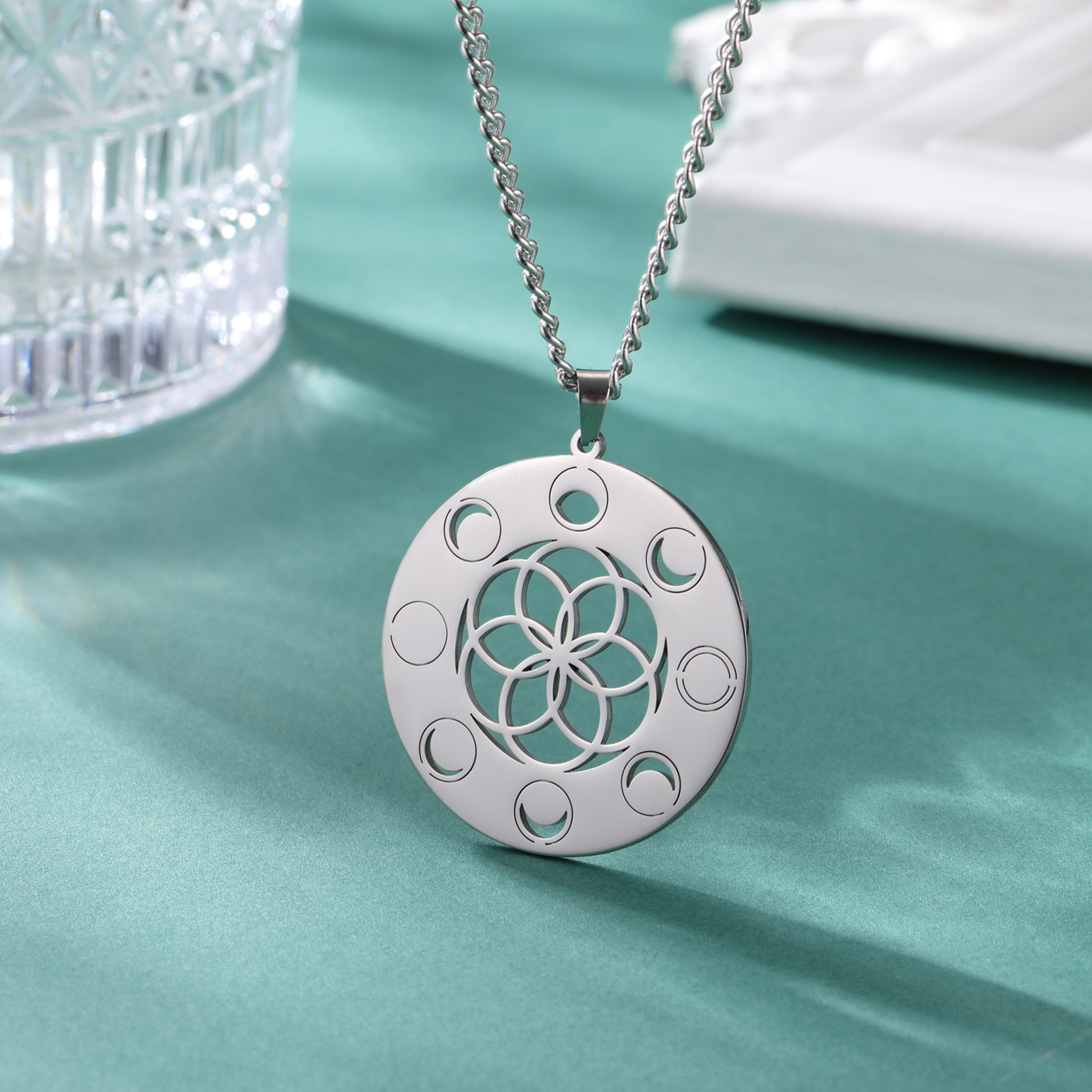 Women's Necklace Moon Phase Pendant Necklace