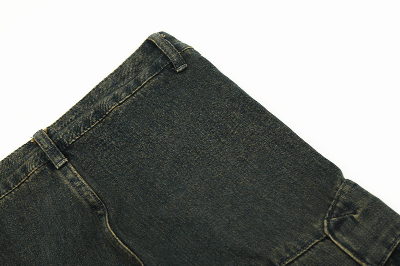 American Retro Distressed Multi-pocket Jeans