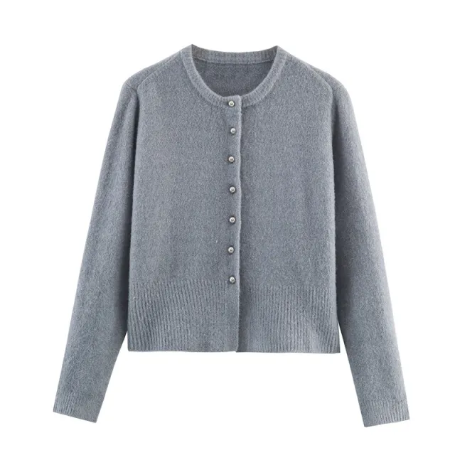 European And American Style Fashionable Spherical Button Knitted Coat Gray - Shop at LoveMi