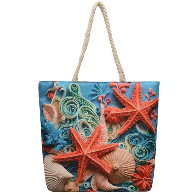 Canvas Fashion Linen Cotton String Shoulder Bag Simple Handbag Style 6 - Shop at LoveMi