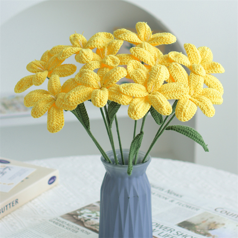 Hand-knitted Finished Yarn Bouquet Of Knitted Artificial Flowers 30
