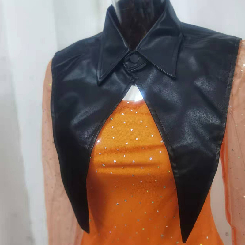 Women's Leather Detachable Collar Decorative All-matching Lapel Shawl