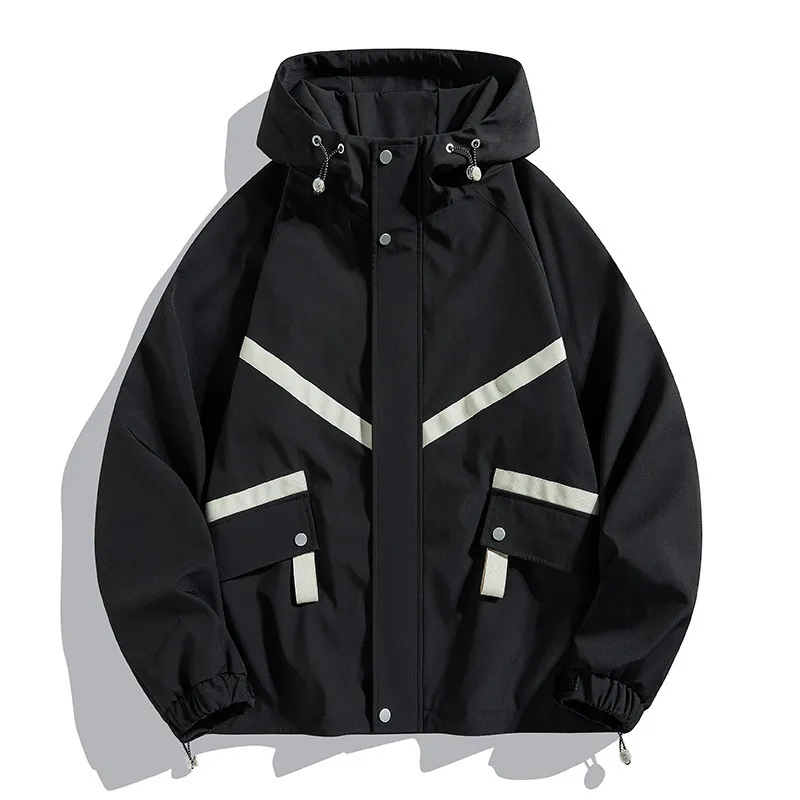 Hooded Jacket Waterproof Fashionable Jacket Outdoor Leisure Couple's Tops - Black