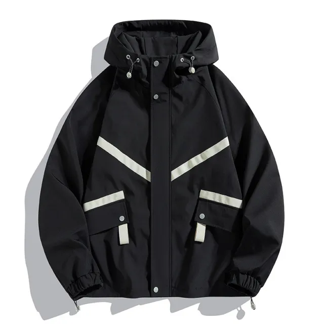 Hooded Jacket Waterproof Fashionable Jacket Outdoor Leisure Couple's Tops Black - Shop at LoveMi