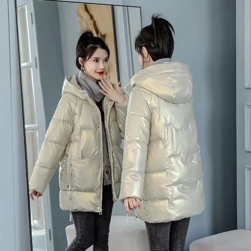 Winter Loose Thick Hooded Down Cotton - Champagne
