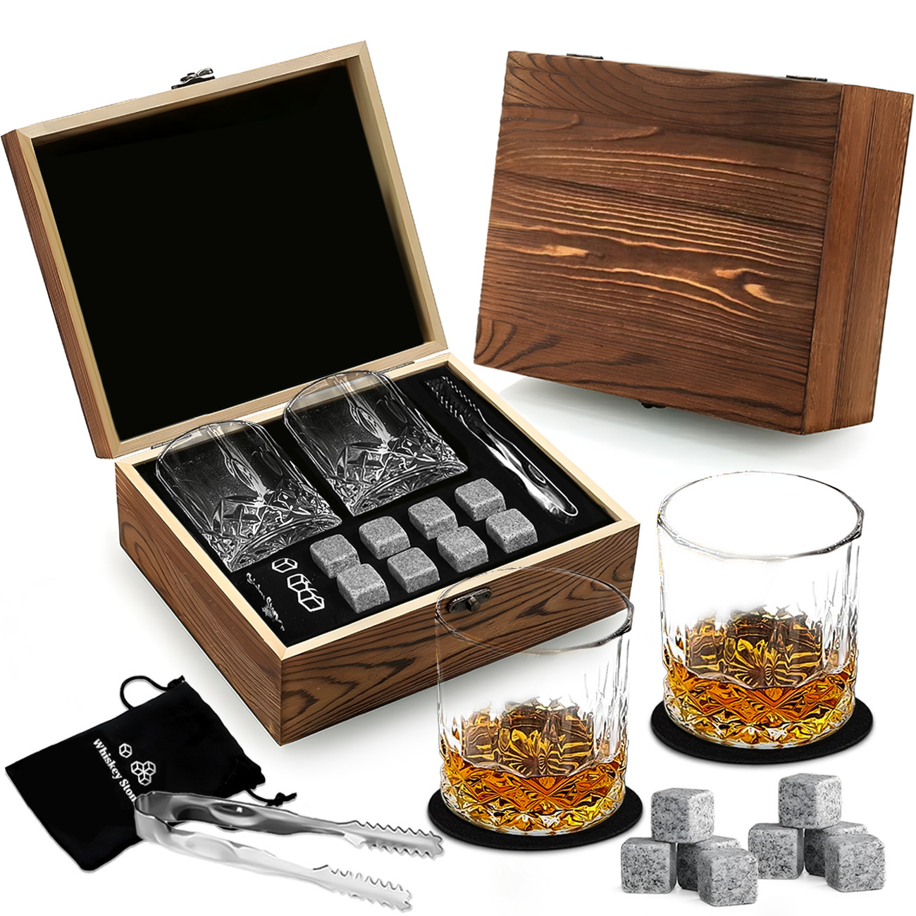 2Cup 8Stone Gift Box Granite Ice Stone Set