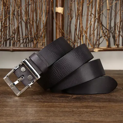 Men's Retro Leather All-match First Layer Cowhide Stainless Steel