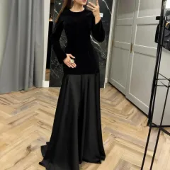 Elegant And Versatile Long Sleeve Dress For Women - Black - View 1
