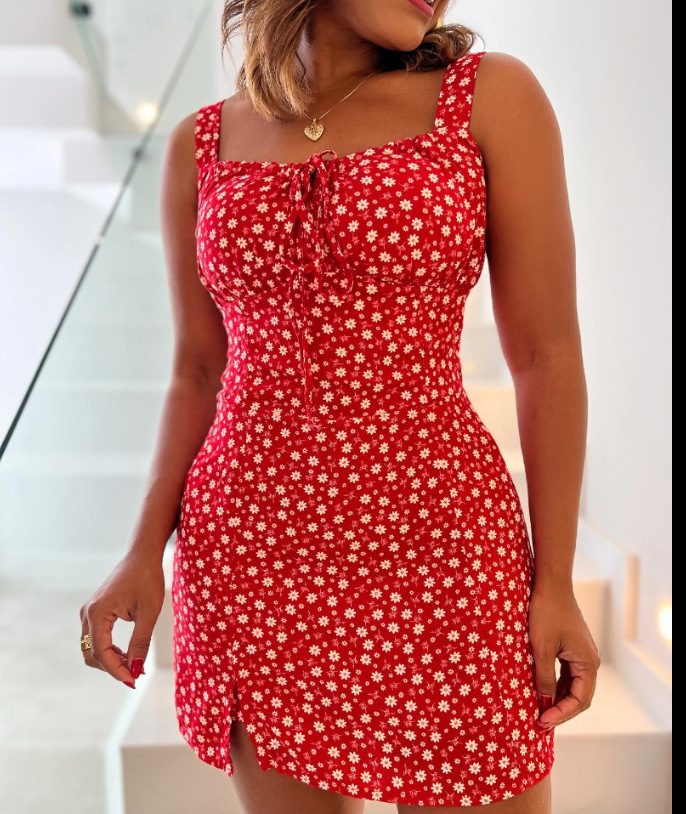 Women's sleeveless floral print straight-leg cropped jumpsuit, front view showing full silhouette