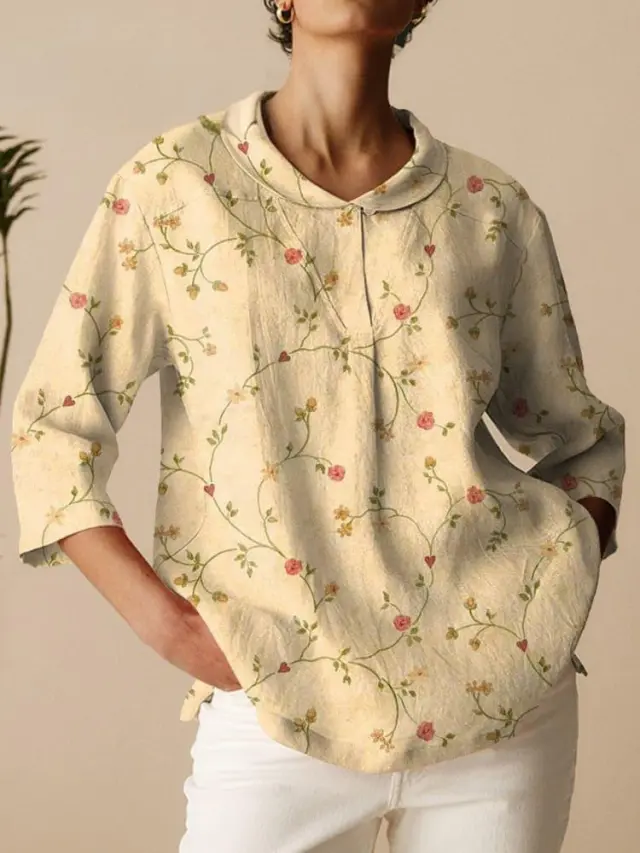 New Plus Size Women's Clothing Vintage Floral Floral T shirt Shirt Floral - Shop at LoveMi