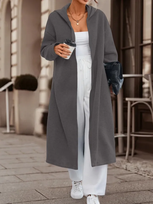 Women's Leisure Commute Long Cardigan Jacket Gray - Shop at LoveMi