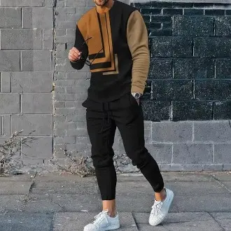 Men's Ethnic Style Printed Long Sleeve Trousers