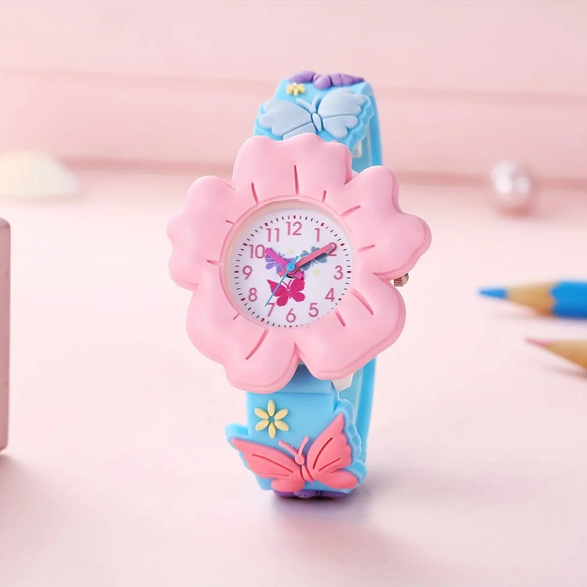 Student Girl Children Cartoon Color Cute Flowers