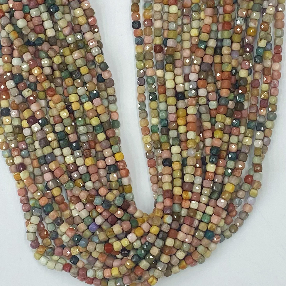 Natural Alashan Cinnabar Jade Cut Angle Cube Sugar Scattered Beads - Image 8