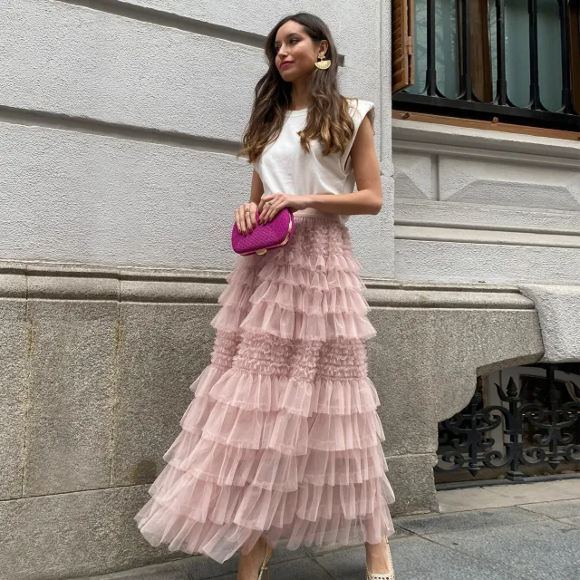 Solid Color A Line Long Skirt For Women Pink - Shop at LoveMi