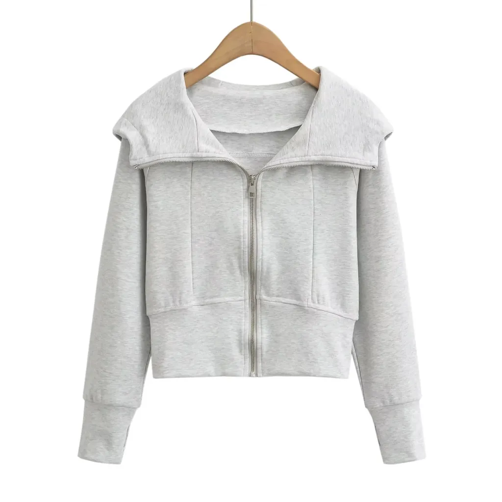 Women's American Street Sports Slim Version Hoodie Coat - Greige