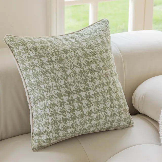 Pure Cotton Cream Style Sofa Pillow Cases Nordic Modern Minimalist Living Room Pillows Vanilla Green Houndstooth - Shop at LoveMi