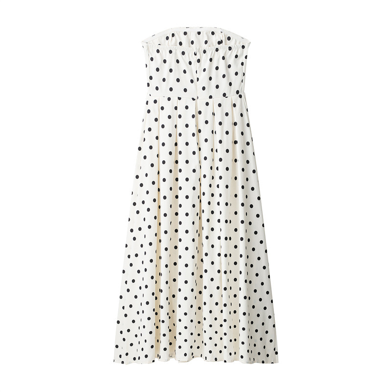 Retro Strapless Polka Dot Tube Top Dress