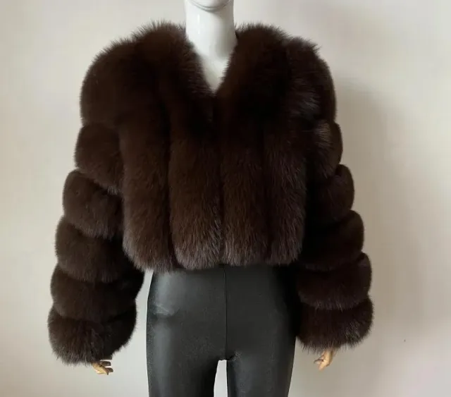 New Fur Women's Coat Short Stitching Long Sleeve Brown - Shop at LoveMi
