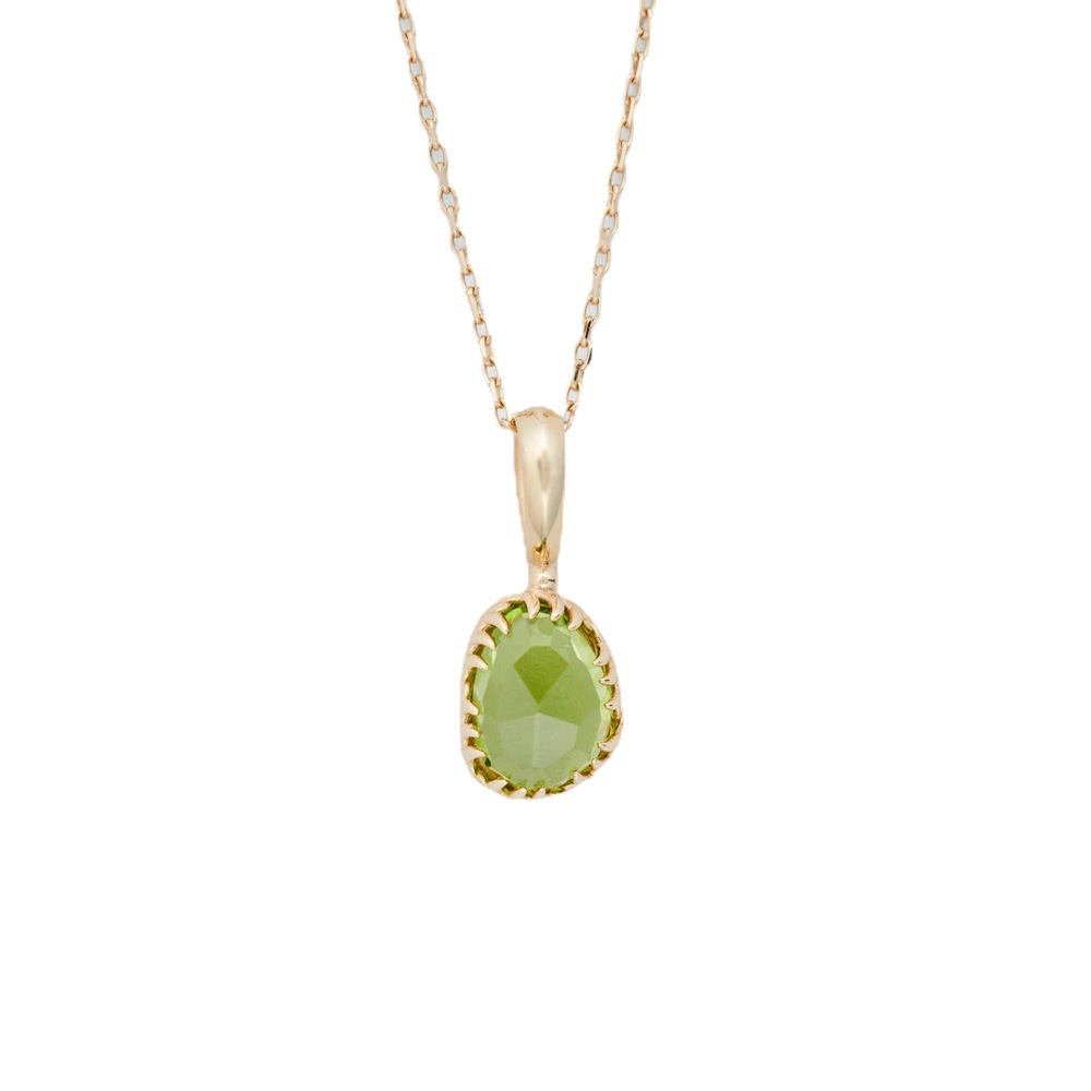 Irregular Olivine 925 Silver Ear Stud Necklace