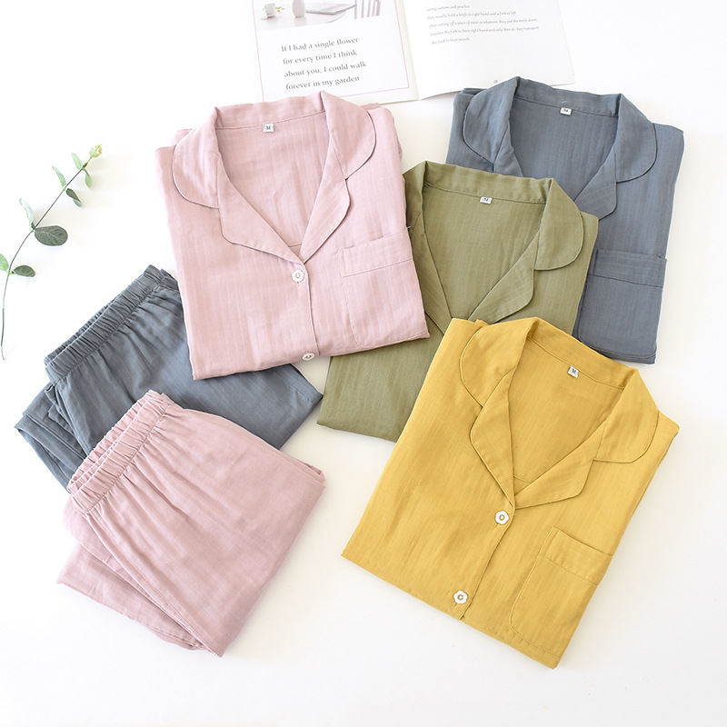 Men's And Women's Fashion Cotton Gauze Home Wear Suit