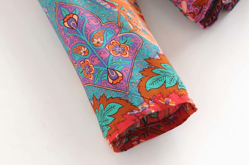 Flamboyant Boho Blouse in Red and Blue