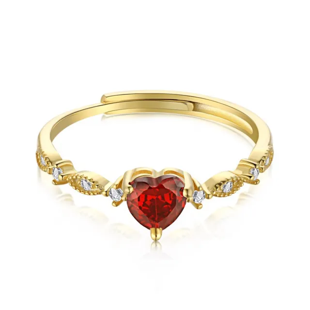 Fashion Exquisite Red Zirconium Love Heart shaped Ring Women Yellow Gold - Shop at LoveMi