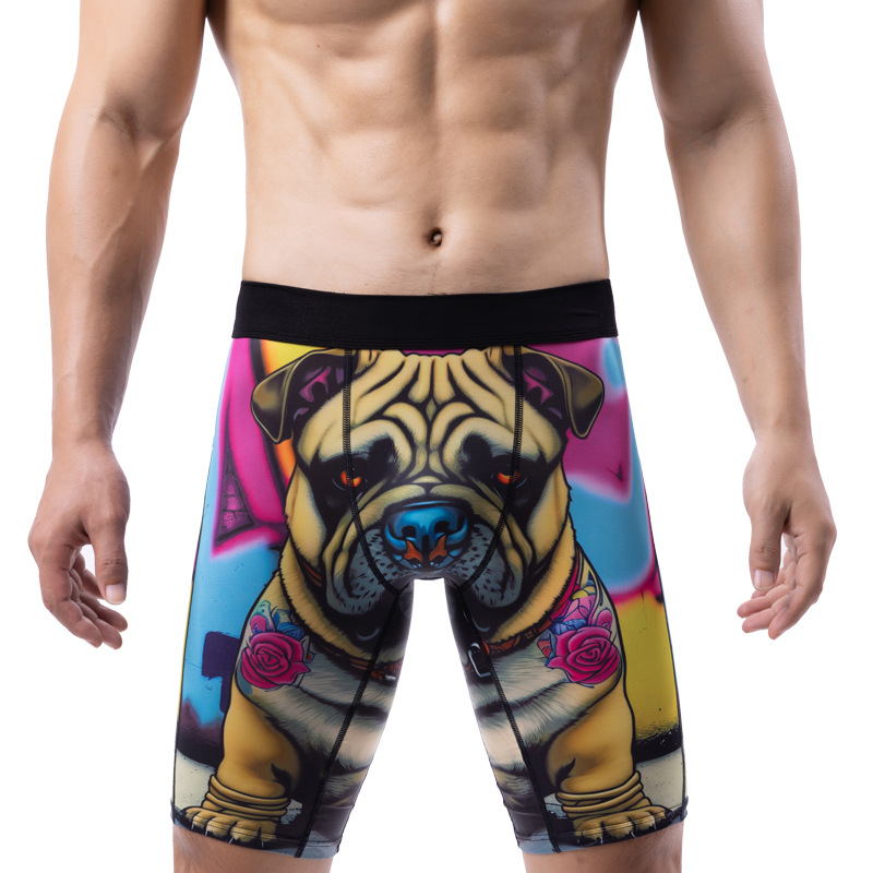 Printed Boxer Ice Silk New Long Cycling Charging Swimming Trunks