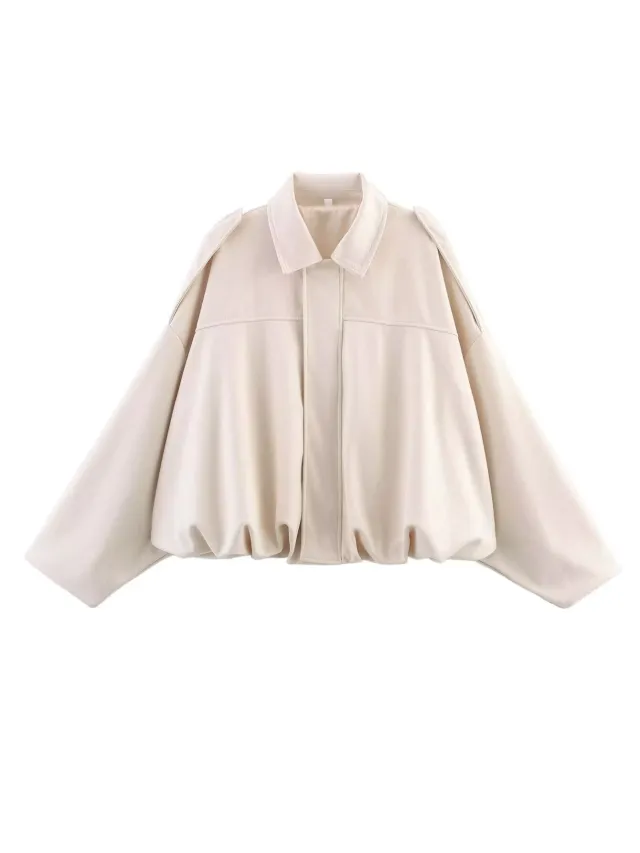 Fashion Suede Texture Effect Pilot Jacket Coat Beige - Shop at LoveMi