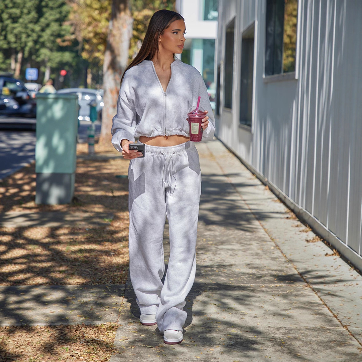 At-home Fashion Slim-fit Belted Cardigan And Pants Set