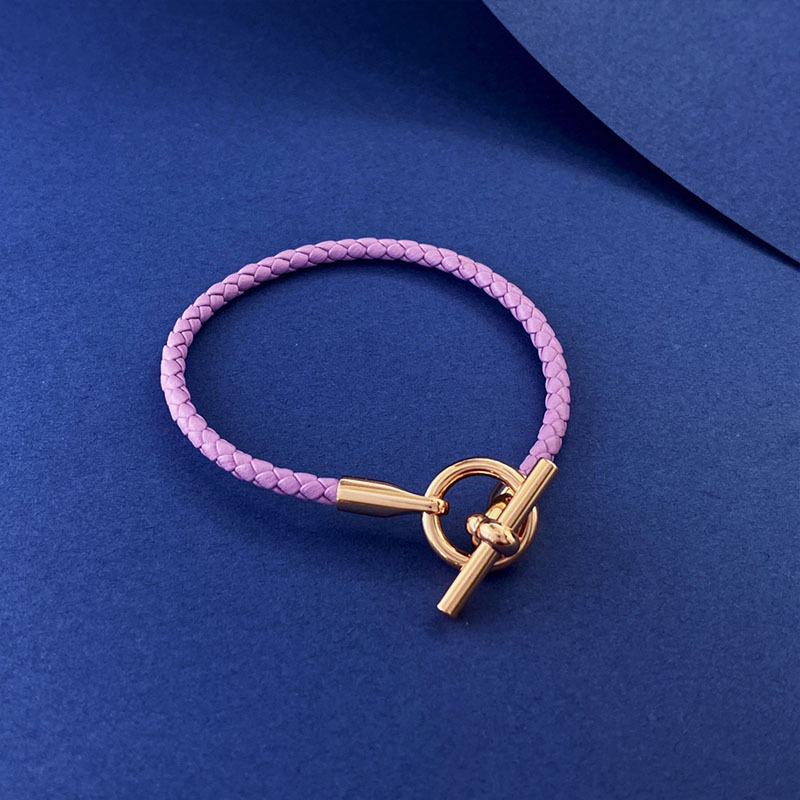Fashion Punk OT Buckle Leather Braided Bracelet