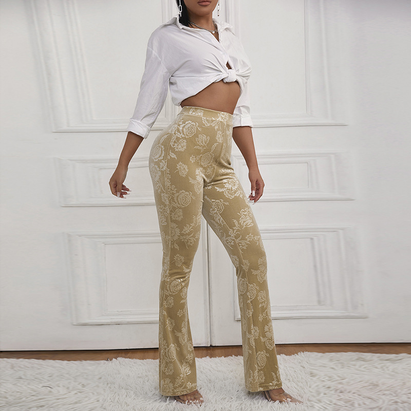 Title 15, Patterned High-rise Flared Flocked Track Pants