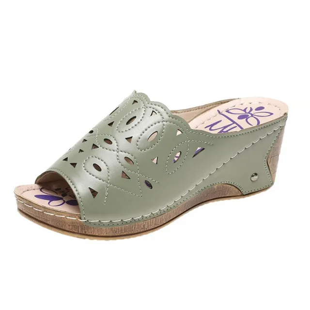 Women's Stylish Peep Toe Slip on Wedge Sandal Green - Shop at LoveMi