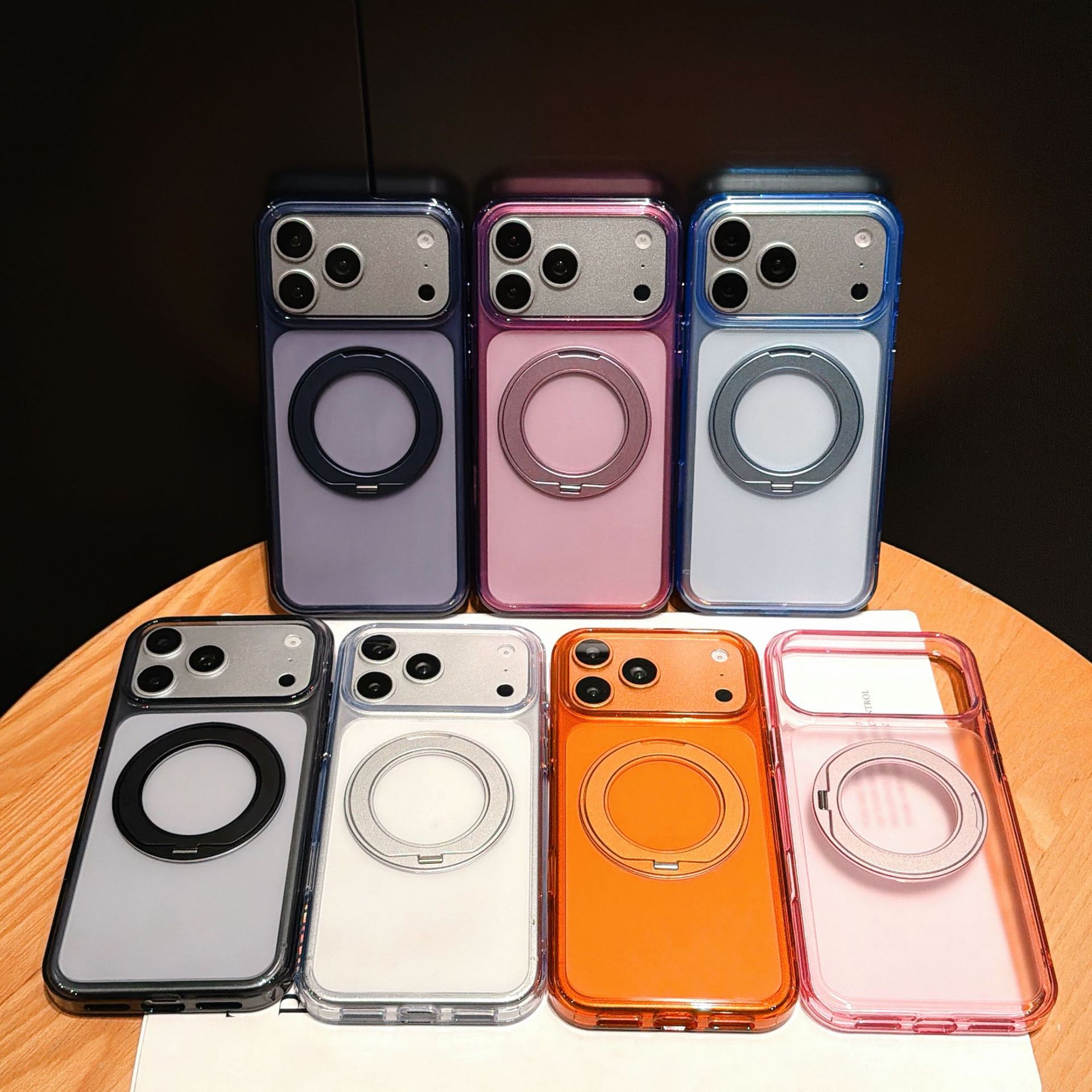Carcasă de telefon cu nisip colorat, cu capac rotativ de protecție a suportului magnetic