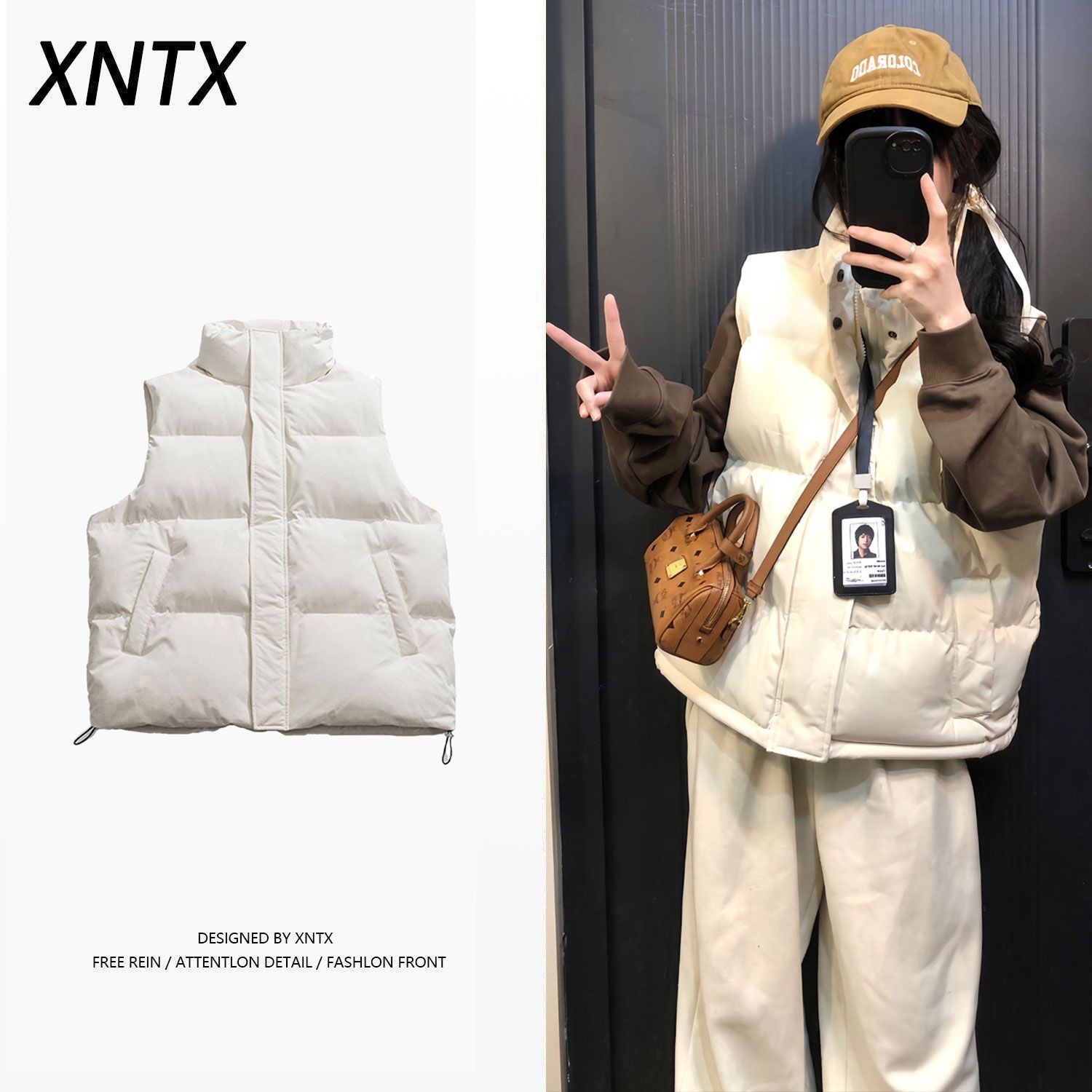 Women's Stand-Up Collar Thickened Waistcoat Warm Vest - Image 1