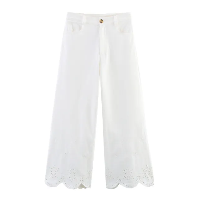 European And American Style Hollow Embroidered Jacket Wide Leg Trousers Pants - Shop at LoveMi