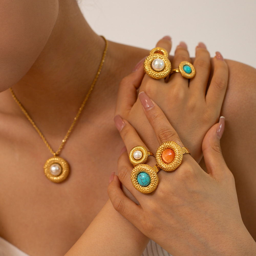 French Elegant Fashion INS Style Round Pendant Earrings Necklace