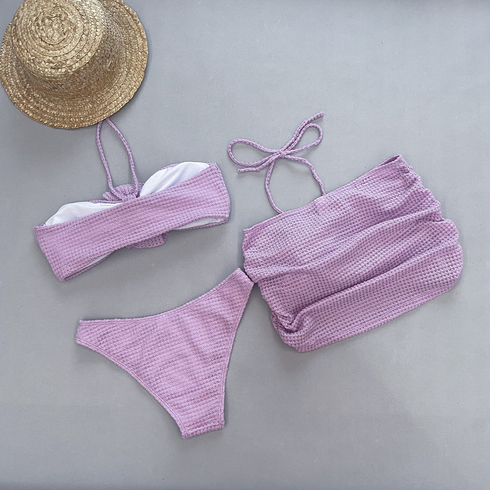 3D Flower Split Women’s Swimsuit Three-piece Bikini