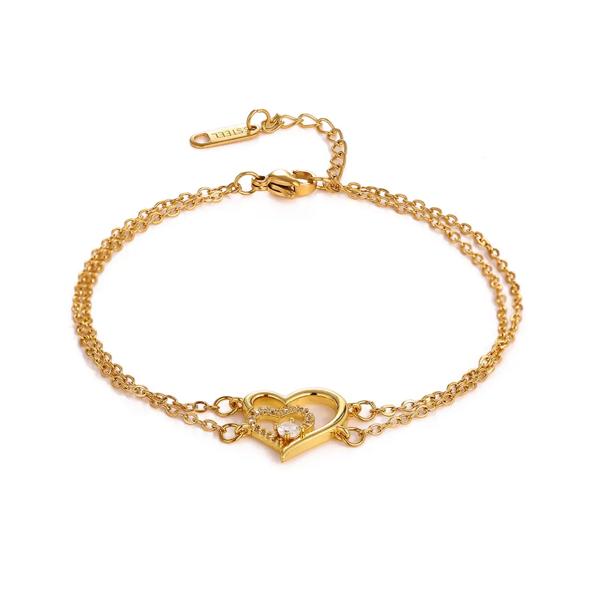 Adjustable Heart Zircon Bracelet For Women