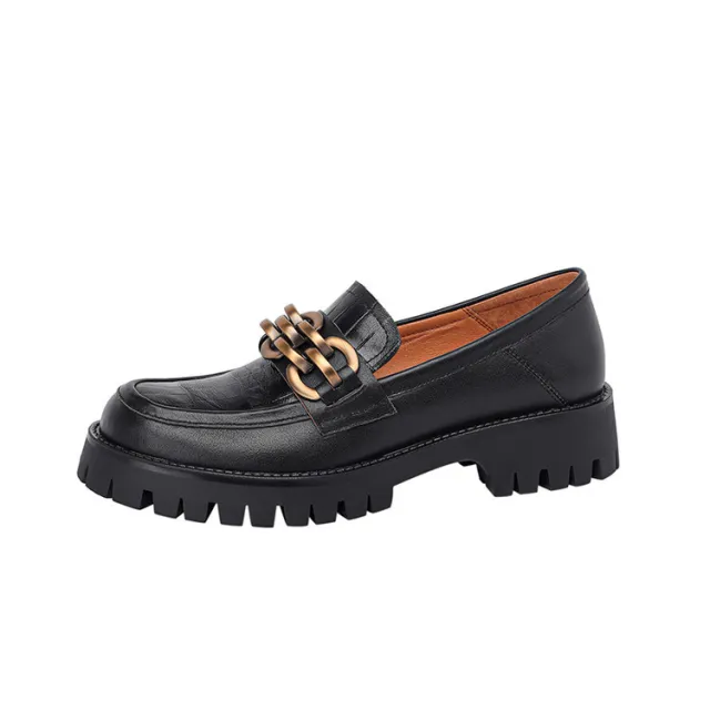 European And American Style Retro Platform Loafers Black - Shop at LoveMi